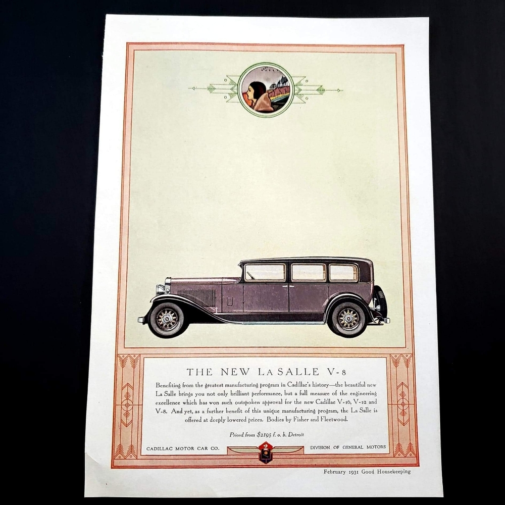Vintage 1930s Cadillac La Salle Magazine Print Ad